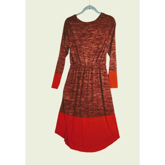 Reborn Midi Sweater Dress Size L Long Sleeve Maroon Rust Modest Soft - Picture 3 of 9